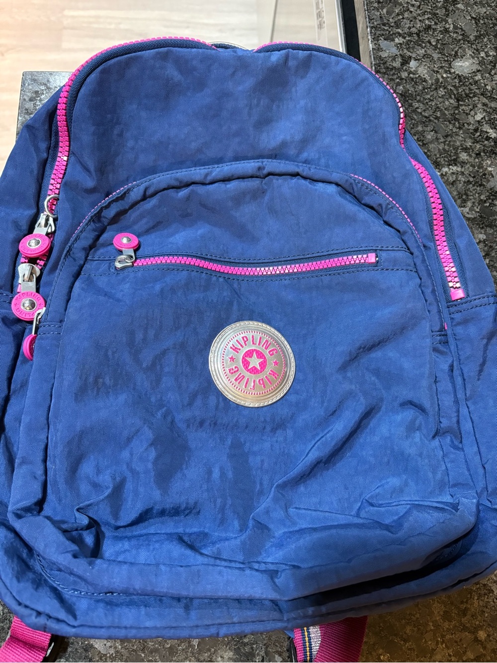 Kipling Navy and Pink Everyday Backpack